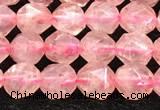 CBQ718 15.5 inches 6mm faceted nuggets strawberry quartz beads