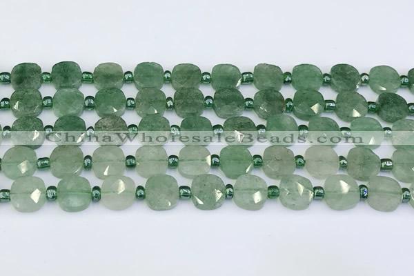 CBQ755 15.5 inches 10*10mm faceted square green strawberry quartz beads