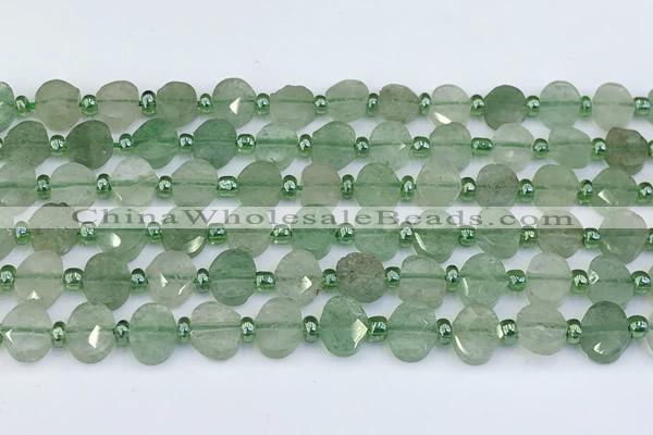 CBQ756 15.5 inches 6*8mm faceted oval green strawberry quartz beads
