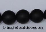 CBS07 15.5 inches 16mm round black stone beads wholesale