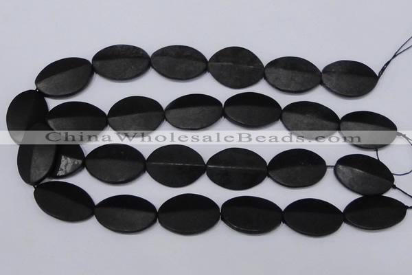 CBS12 15.5 inches 18*25mm oval black stone beads wholesale