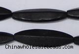 CBS14 15.5 inches 12*40mm marquise black stone beads wholesale