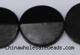 CBS21 15.5 inches 30mm coin black stone beads wholesale