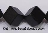 CBS25 15.5 inches 15*15mm cube black stone beads wholesale