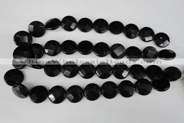 CBS297 15.5 inches 20mm faceted coin blackstone beads wholesale