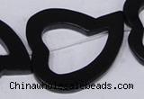 CBS31 15.5 inches 5*35*40mm heart black stone beads wholesale