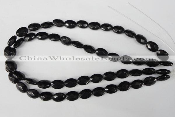 CBS310 15.5 inches 10*14mm faceted oval blackstone beads wholesale