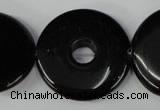 CBS338 15.5 inches 28mm donut blackstone beads wholesale