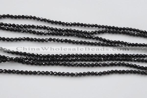 CBS503 15.5 inches 4mm faceted round A grade black spinel beads