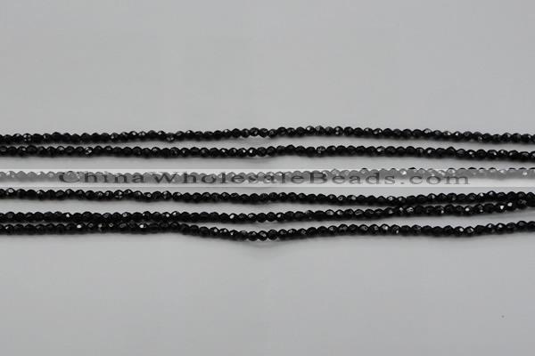CBS520 15.5 inches 2mm faceted round A grade black spinel beads