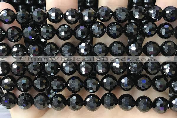 CBS545 15.5 inches 8mm faceted round black spinel gemstone beads