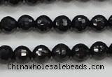 CBS556 15.5 inches 6mm faceted round AA grade black spinel beads