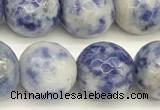 CBS614 15 inches 12mm faceted round blue spot stone beads