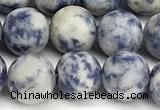 CBS618 15 inches 8mm round matte blue spot stone beads