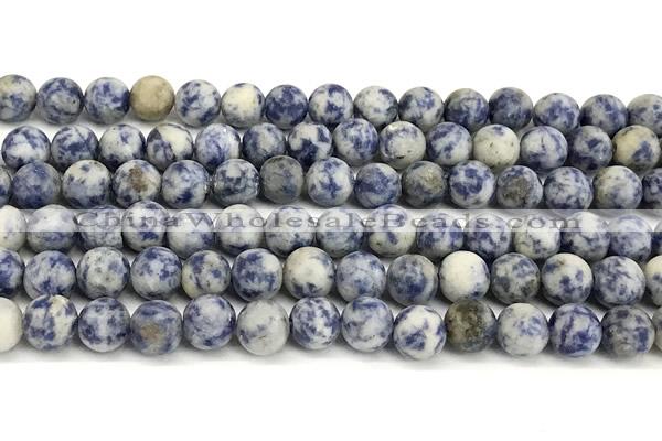 CBS618 15 inches 8mm round matte blue spot stone beads