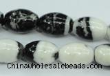 CBW120 15.5 inches 13*18mm rice black & white jasper beads