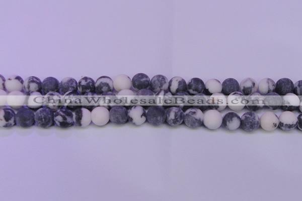 CBW150 15.5 inches 4mm round matte black & white jasper beads