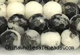 CBW180 15 inches 6mm faceted round black & white jasper beads