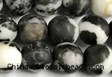 CBW192 15 inches 8mm round matte black & white jasper beads