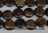 CBZ209 15.5 inches 12mm flat round bronzite gemstone beads