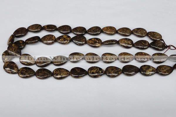 CBZ420 15.5 inches 13*18mm flat teardrop bronzite gemstone beads