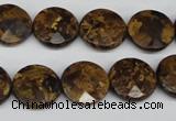 CBZ431 15.5 inches 15mm faceted coin bronzite gemstone beads