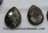 CBZ507 Top-drilled 13*18mm faceted flat teardrop bronzite gemstone beads