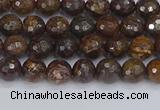 CBZ610 15.5 inches 4mm faceted round bronzite gemstone beads