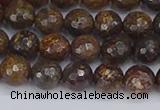 CBZ612 15.5 inches 8mm faceted round bronzite gemstone beads