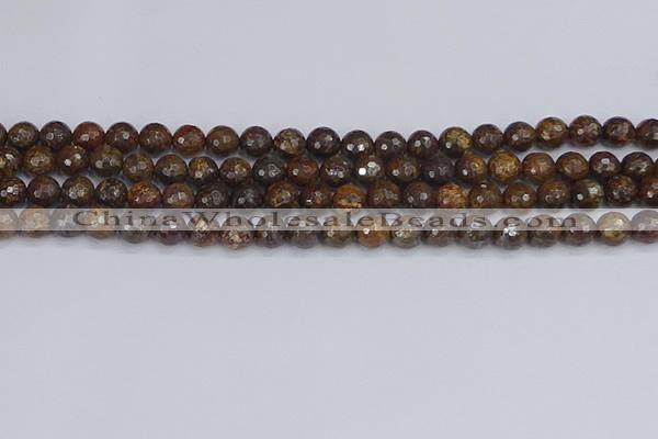 CBZ612 15.5 inches 8mm faceted round bronzite gemstone beads