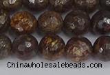 CBZ613 15.5 inches 10mm faceted round bronzite gemstone beads