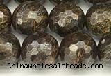 CBZ631 15 inches 8mm faceted round bronzite beads wholesale