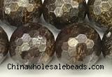 CBZ633 15 inches 12mm faceted round bronzite beads wholesale