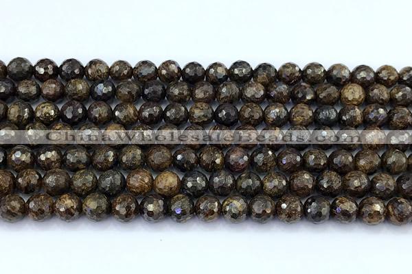 CBZ640 15 inches 6mm faceted round bronzite gemstone beads