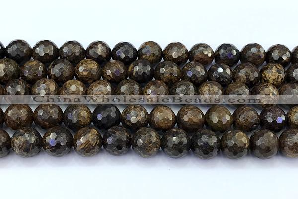 CBZ642 15 inches 10mm faceted round bronzite gemstone beads