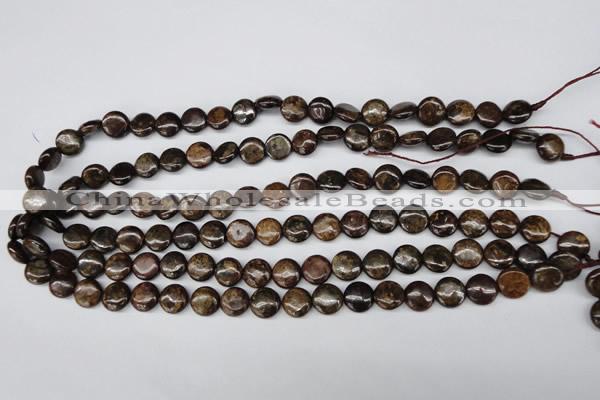 CBZ71 15.5 inches 10mm flat round bronzite gemstone beads