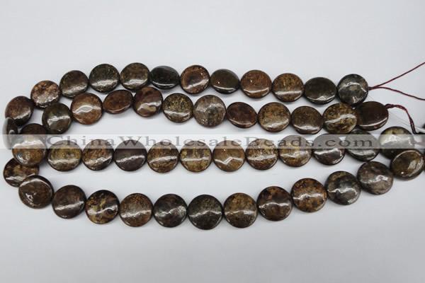 CBZ73 15.5 inches 16mm flat round bronzite gemstone beads