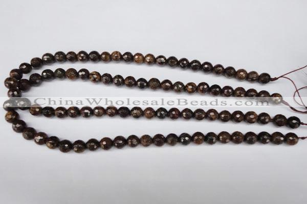 CBZ94 15.5 inches 8mm faceted round bronzite gemstone beads