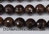 CBZ96 15.5 inches 12mm faceted round bronzite gemstone beads