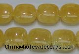 CCA14 15.5 inches 15*15mm square double drilled yellow calcite beads