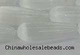CCA358 15.5 inches 10*30mm teardrop white calcite gemstone beads