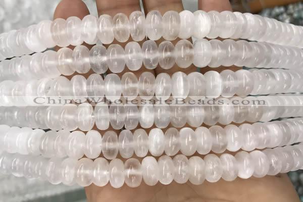 CCA368 15.5 inches 6*10mm rondelle white calcite gemstone beads