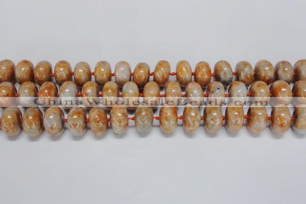 CCA460 15.5 inches 10*16mm rondelle orange calcite gemstone beads
