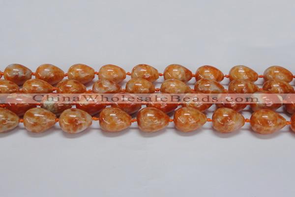 CCA463 15.5 inches 15*20mm teardrop orange calcite gemstone beads