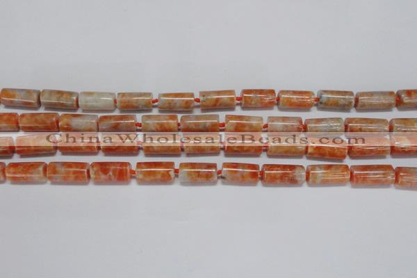 CCA465 15.5 inches 8*16mm tube orange calcite gemstone beads