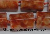 CCA471 15.5 inches 15*22mm faceted tube orange calcite gemstone beads