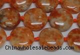 CCA475 15.5 inches 15mm flat round orange calcite gemstone beads