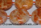 CCA477 15.5 inches 25mm flat round orange calcite gemstone beads