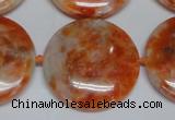 CCA478 15.5 inches 30mm flat round orange calcite gemstone beads