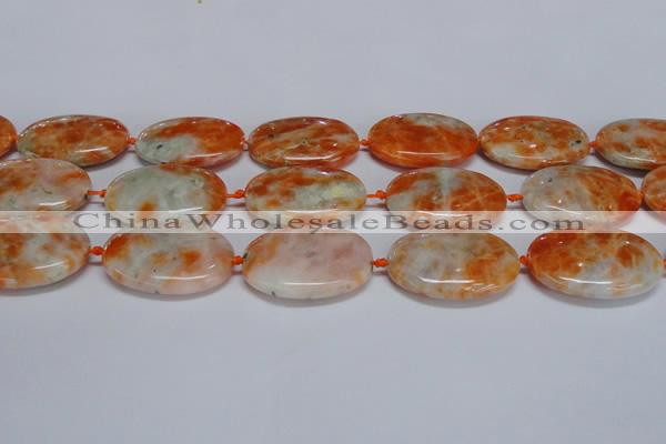 CCA487 15.5 inches 25*35mm oval orange calcite gemstone beads